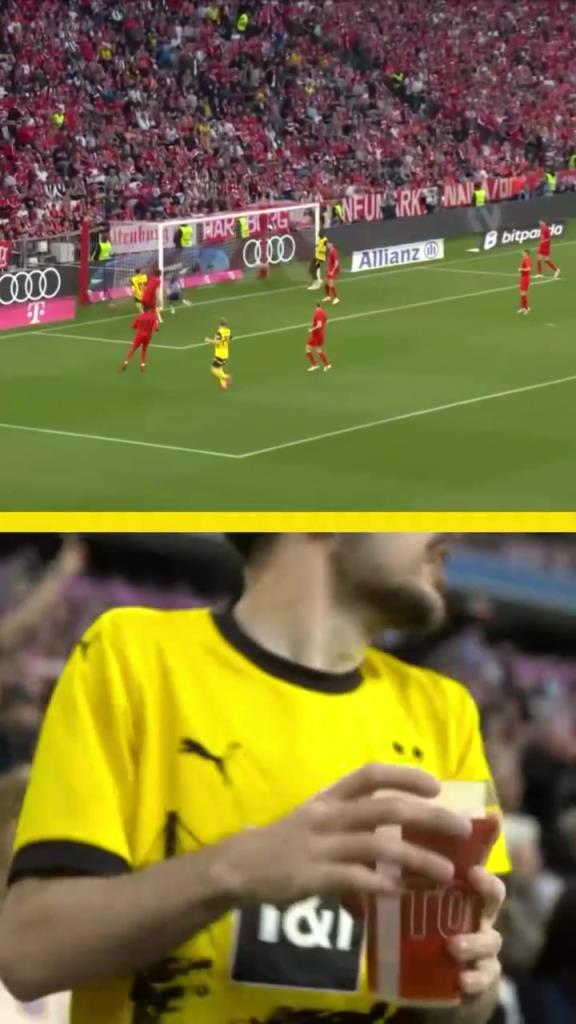 勇者無(wú)懼！這是真多特球迷！在拜仁球迷區(qū)一個(gè)人肆意慶祝！